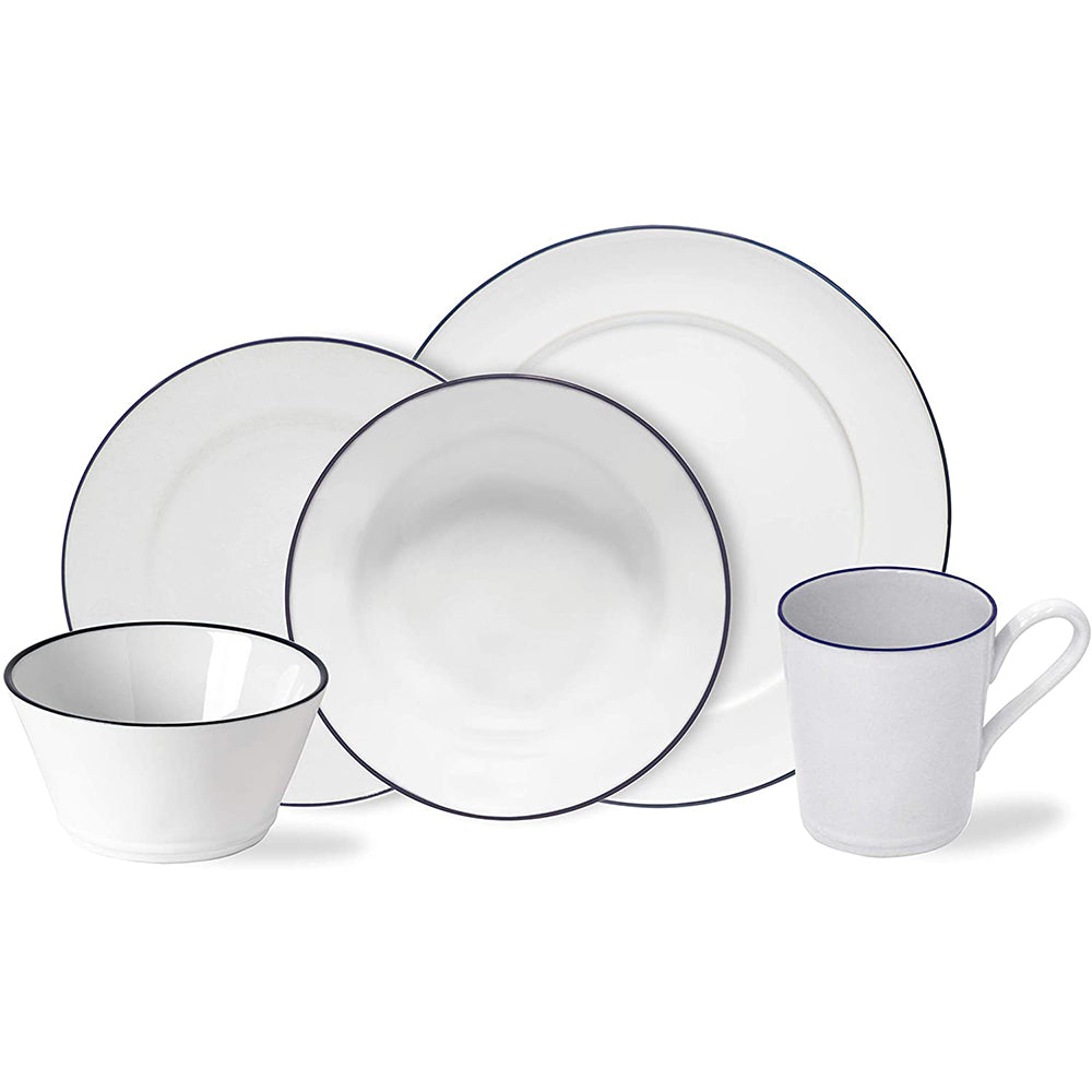 Costa Nova Beja White Blue 5 Piece Place Setting