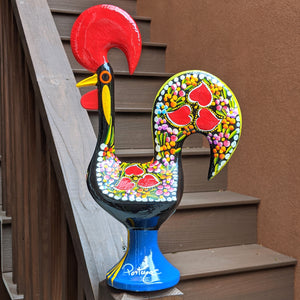 Traditional Portuguese Aluminum Black Good Luck Rooster Galo de Barcelos