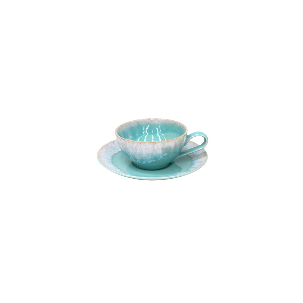 Casafina Taormina 7 oz. Aqua Tea Cup and Saucer Set