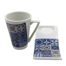 Load image into Gallery viewer, Portuguese Ceramic Tile Azulejo Espresso Cup with Serving Tray
