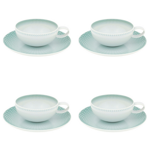 Vista Alegre Venezia Porcelain Tea Cup & Saucer Set of 4